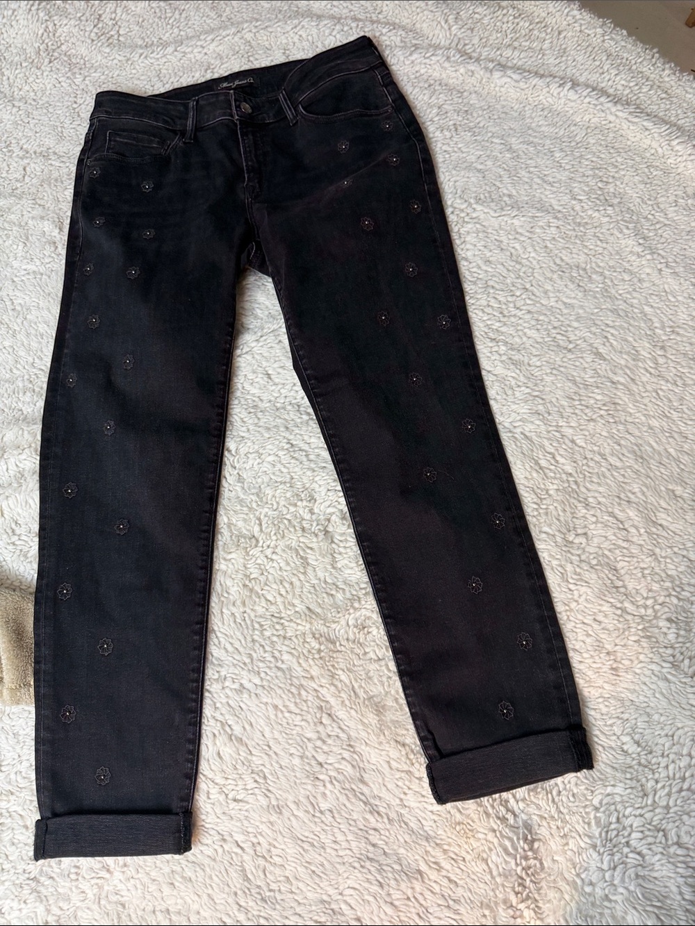 Mavi jeans co ADA Boyfriend Embroidered Black Floral Skinny Jeans